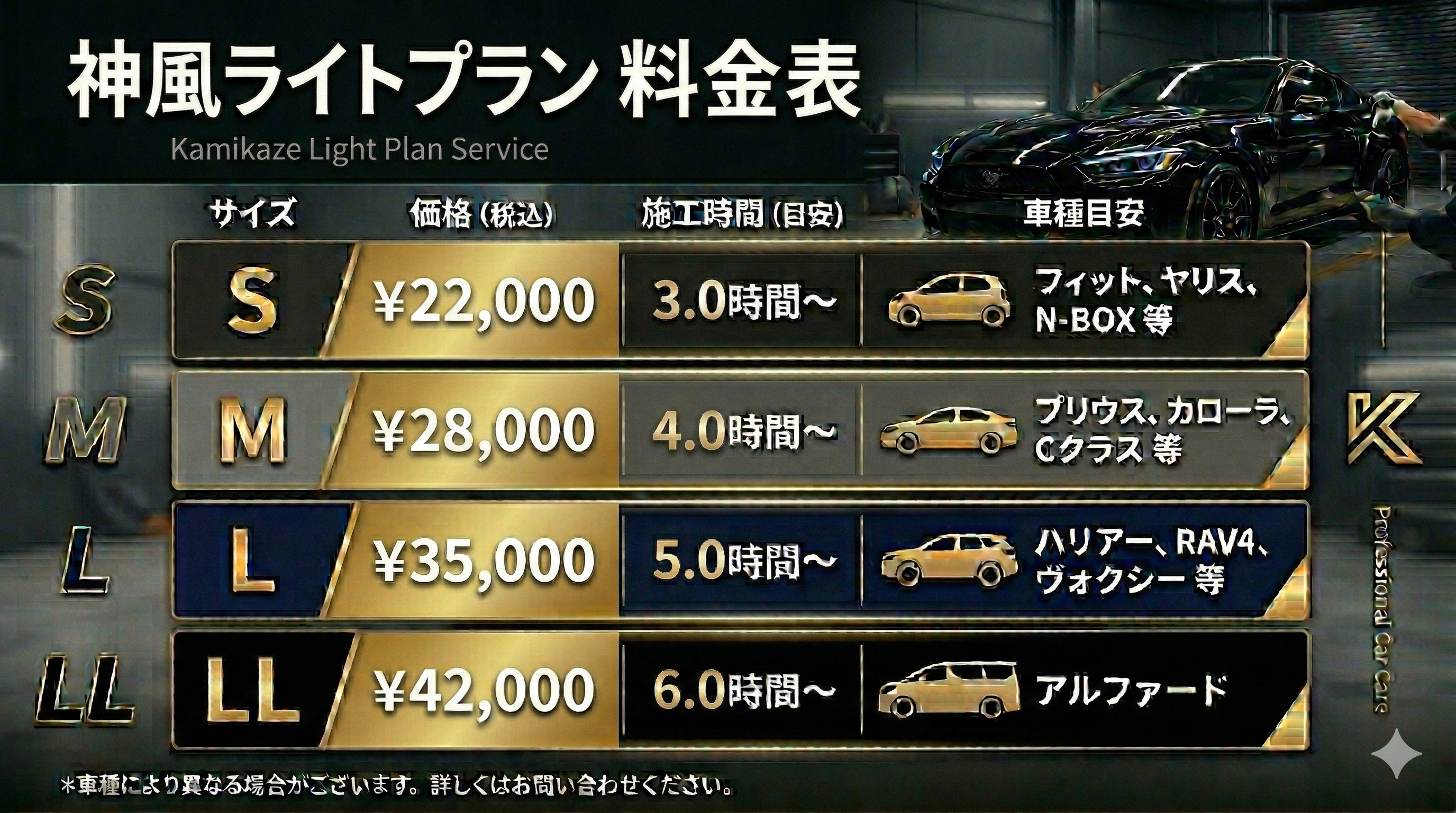 神風ライトプラン料金表